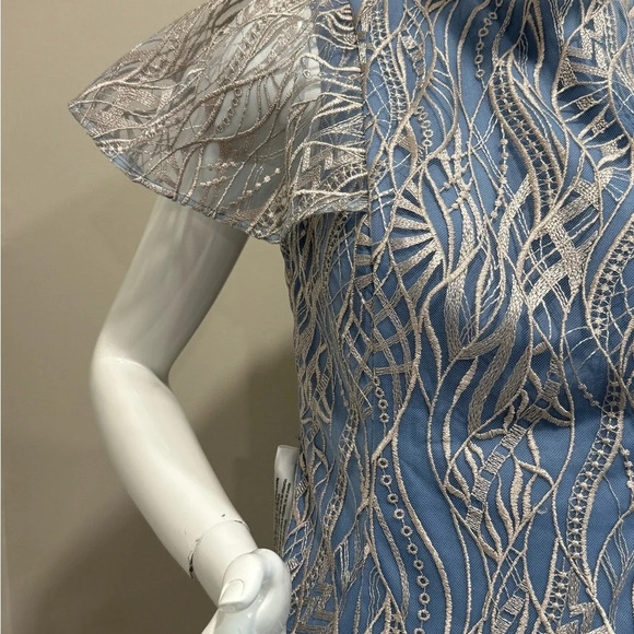 JS Collections Women's Meadow Cocktail Dress color denim bark Sz : 4 - Picture 8 of 14